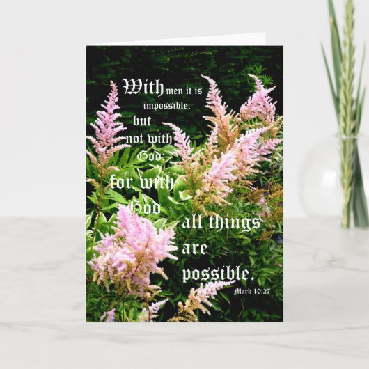Astilbe met Mark 10:27 Bedankkaart (Voorkant)