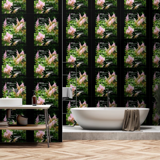Astilbe met Mark 10:27 Behang (Badkamer)