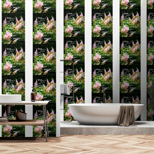 Astilbe met Mark 10:27 Behang (Badkamer)