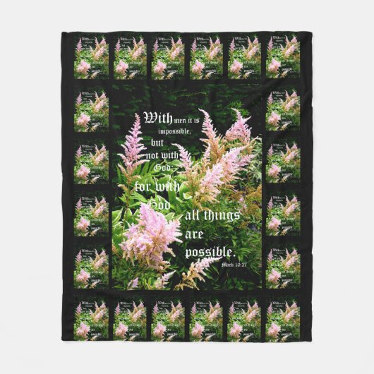 Astilbe met Mark 10:27 Fleece Deken (Voorkant)