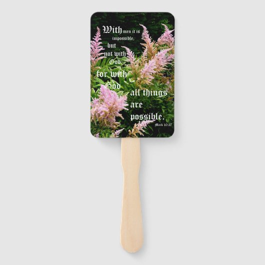 Astilbe met Mark 10:27 Handwaaier (Achterkant)