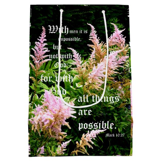 Astilbe met Mark 10:27 Medium Cadeauzakje (Achterkant)