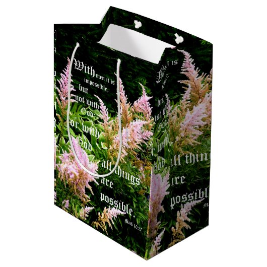 Astilbe met Mark 10:27 Medium Cadeauzakje (Achterkant Gekanteld)