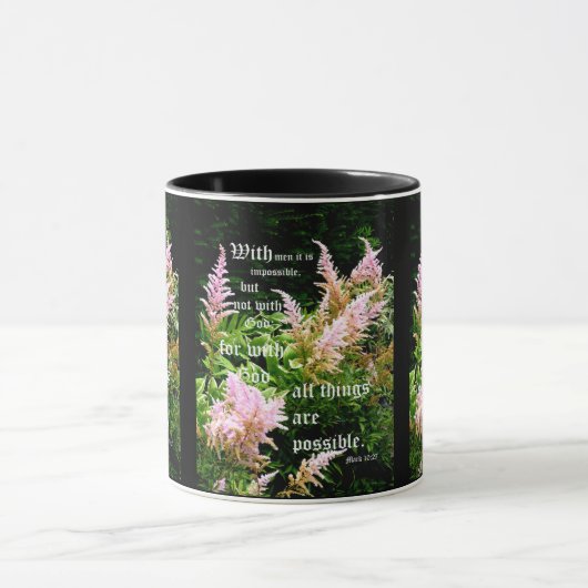 Astilbe met Mark 10:27 Mok (Midden)