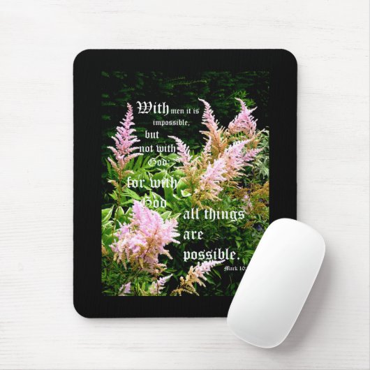 Astilbe met Mark 10:27 Muismat (Met muis)