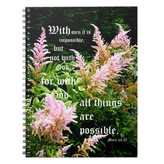 Astilbe met Mark 10:27 Notitieboek (Voorkant)