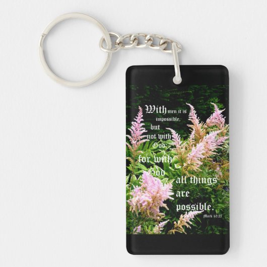 Astilbe met Mark 10:27 Sleutelhanger (Voorkant)