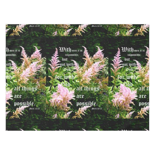 Astilbe met Mark 10:27 Tafelkleed (Voorkant (Horizontaal))