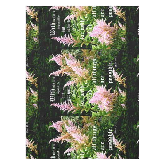 Astilbe met Mark 10:27 Tafelkleed (Voorkant)