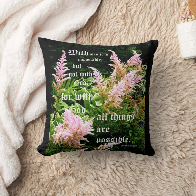 Astilbe met Markus 10:27 Kussen (Deken)