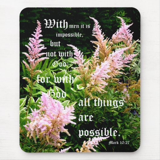 Astilbe met Markus 10:27 Muismat (Voorkant)