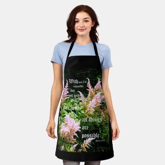 Astilbe met Markus 10:27 Schort (Gedragen)
