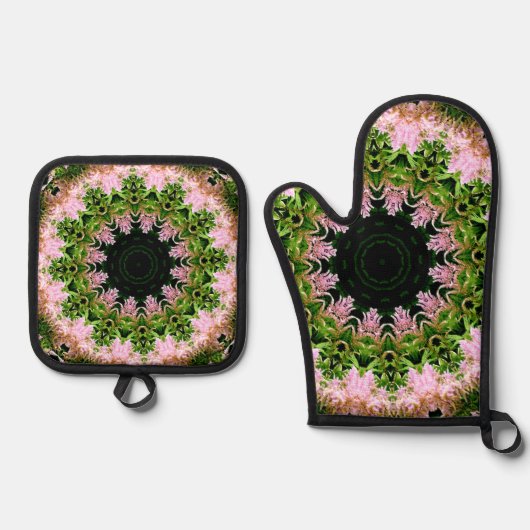 Astilbe Wreath Ovenwant & Pannenlap Set (Voorkant)