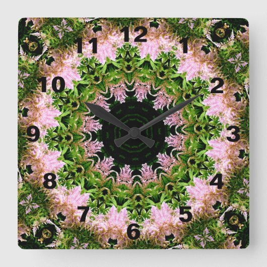 Astilbe Wreath Vierkante Klok (Voorkant)