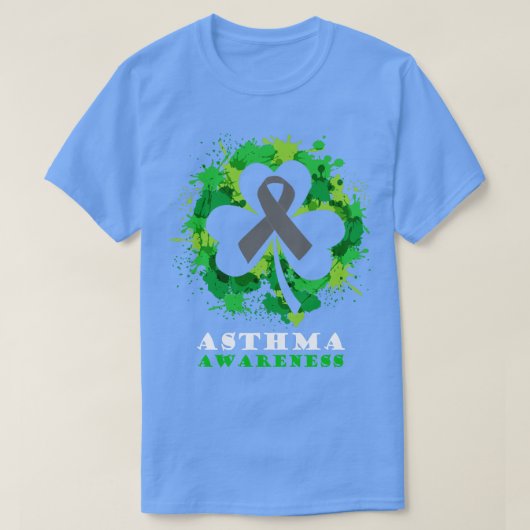 Astma Awareness Ribbon Shamrock Saint Patricks Da T-shirt (Design voorkant)