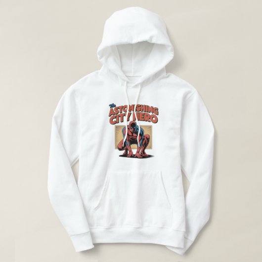 Astonishing City Hero Retro Comic Superhero T‑Shir Hoodie (Design voorkant)