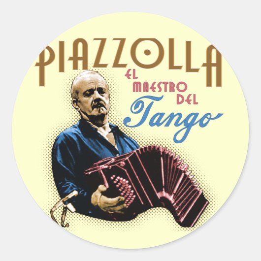 Astor Piazzolla Ronde Sticker (Voorkant)