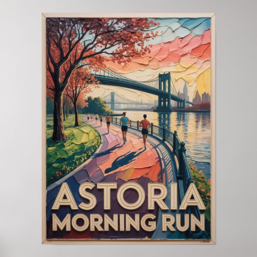 Astoria Morning Run Impasto Schilderij Poster (Voorkant)