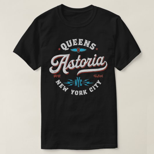 Astoria New York Queens NYC retro graphic T-shirt (Design voorkant)