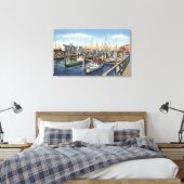 Astoria, Oregon - Geviste vloot in Harbour Canvas Afdruk (Insitu (Slaapkamer))