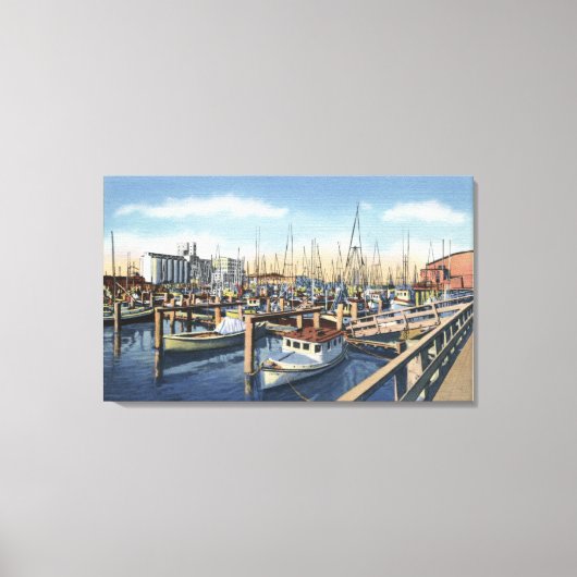 Astoria, Oregon - Geviste vloot in Harbour Canvas Afdruk (Voorkant)