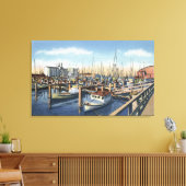 Astoria, Oregon - Geviste vloot in Harbour Canvas Afdruk (Insitu (Woonkamer))