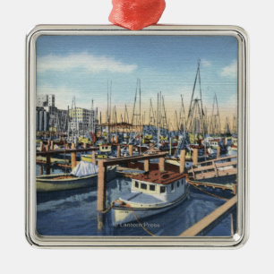 Astoria, Oregon - Geviste vloot in Harbour Metalen Ornament