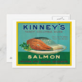 Astoria, Oregon - Kinney's Salmon Hoesje Label Briefkaart (Voorkant / Achterkant)