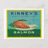 Astoria, Oregon - Kinney's Salmon Hoesje Label Briefkaart (Voorkant)