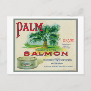 Astoria, Oregon - Palm Salmon Hoesje Label Briefkaart