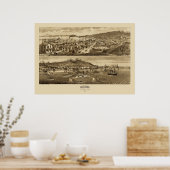 Astoria Oregon Panoramic Map 1883 Poster (Keuken)