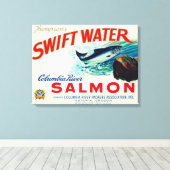 Astoria, Oregon - Thompson's Swift Water Salmon Canvas Afdruk (Insitu (Houten vloer))