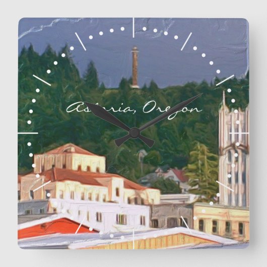 Astoria Oregon Vierkante Klok (Voorkant)