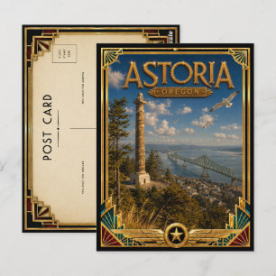 Astoria Oregon Vintage Art Deco Gouden Tijdperk Briefkaart