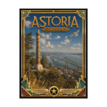 Astoria Oregon Vintage Art Deco Gouden Tijdperk