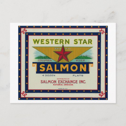 Astoria, Oregon - Western Star Salmon Hoesje Label Briefkaart (Voorkant)