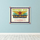 Astoria, Oregon - Western Star Salmon Hoesje Label Canvas Afdruk (Insitu (Houten vloer))