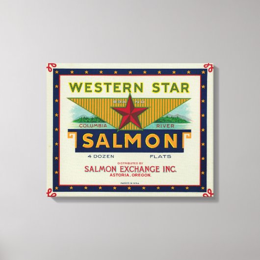 Astoria, Oregon - Western Star Salmon Hoesje Label Canvas Afdruk (Voorkant)
