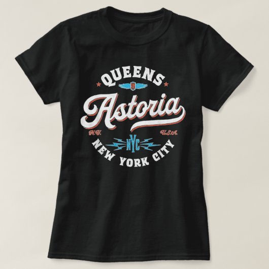 Astoria Queens New York retro T-shirt (Design voorkant)
