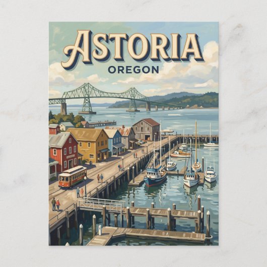 Astoria Riverfront Oregon Briefkaart (Voorkant)