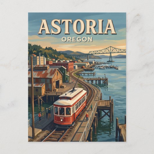 Astoria Trolley Oregon Briefkaart (Voorkant)