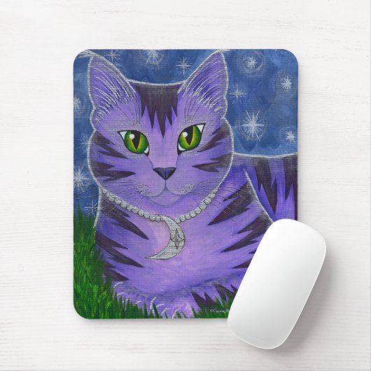 Astra Celestial Moon Star Cat Fantasy Art Mousepad Muismat (Met muis)