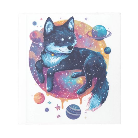 Astral Akita - Kosmische Ruimte Hond Notitieblok (Voorkant)