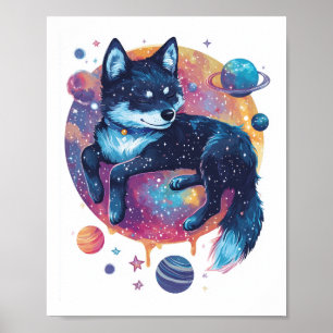 Astral Akita - Kosmische Ruimte Hond Poster