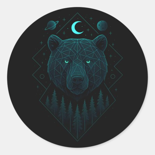 Astral Bear - Cosmic Strength Power Ronde Sticker (Voorkant)