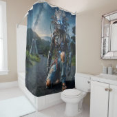 Astral Blue Jeans Warrior Douchegordijn (In situ)