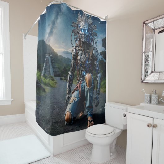 Astral Blue Jeans Warrior Douchegordijn (In situ)