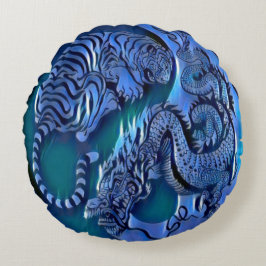 Astral Chi Dragon Tiger Spirit Yin Yang Rond Kussen