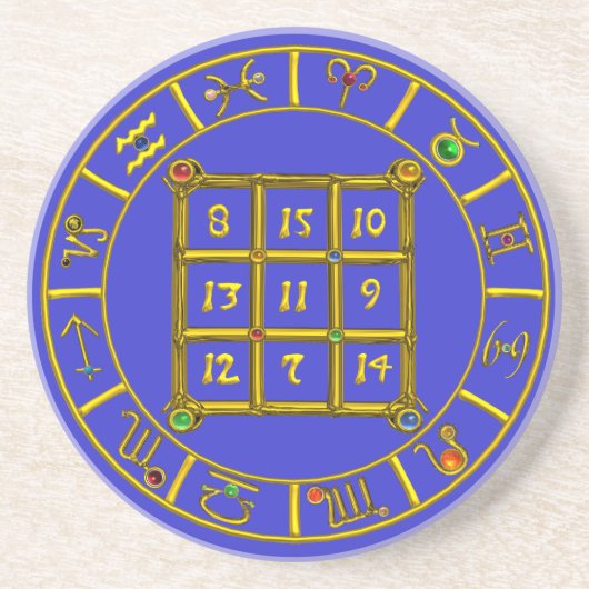 ASTRAL CODE / MAGIC SQUARE 33, blauw Zandsteen Onderzetter (Voorkant)