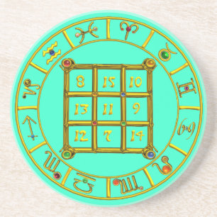 ASTRAL CODE, MAGIC SQUARE 33 Zodiac Astrology Char Zandsteen Onderzetter